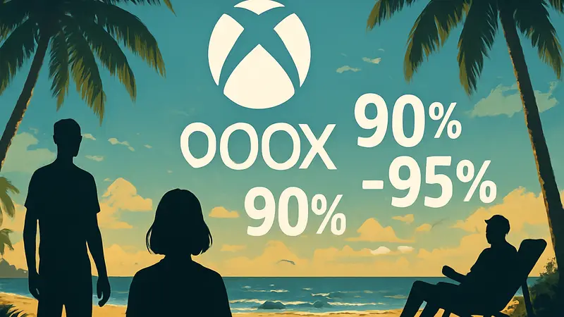 Изображение логотипа Xbox и надпись «Summer Sale 2026» с процентами скидок 90-95%.