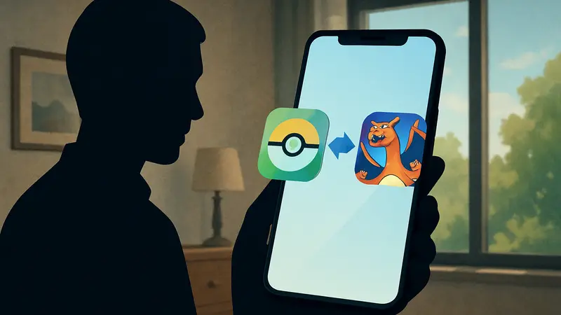 Связь между приложениями Pokémon Home и Pokémon Champions на экране смартфона.