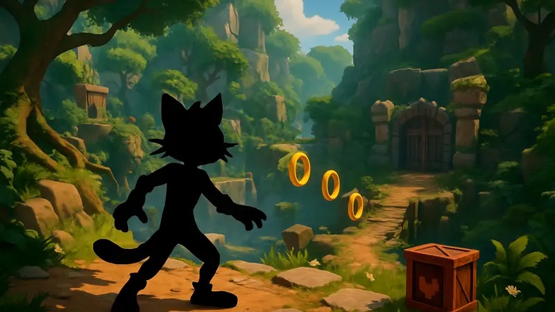 Скриншот из платформера Scratch the Cat, напоминающего Crash Bandicoot