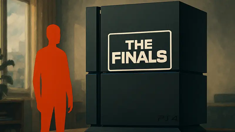 Логотип игры The Finals на фоне PlayStation 4, символизирующий закрытие серверов.