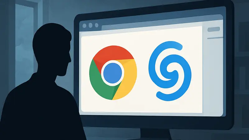 Логотип Google Chrome и Gemini, символизирующий интеграцию ИИ в браузер