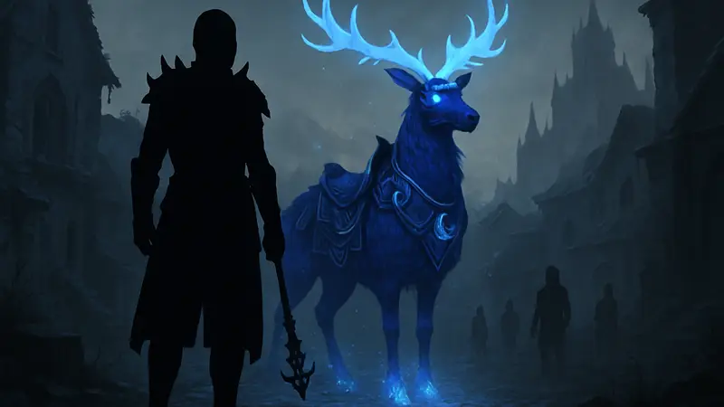 Бесплатный косметический предмет для Diablo 4, демонстрирующий "Полуночную" эстетику из WoW.