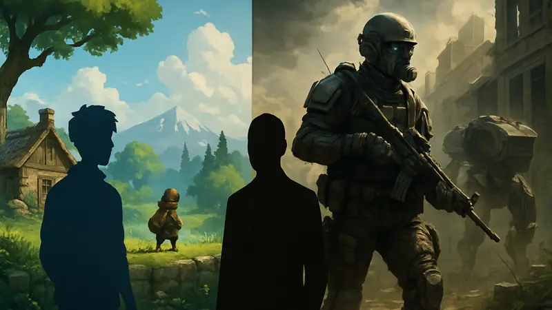 Сравнение инди-игры и ААА-проекта, символизирующее качество и инновации.