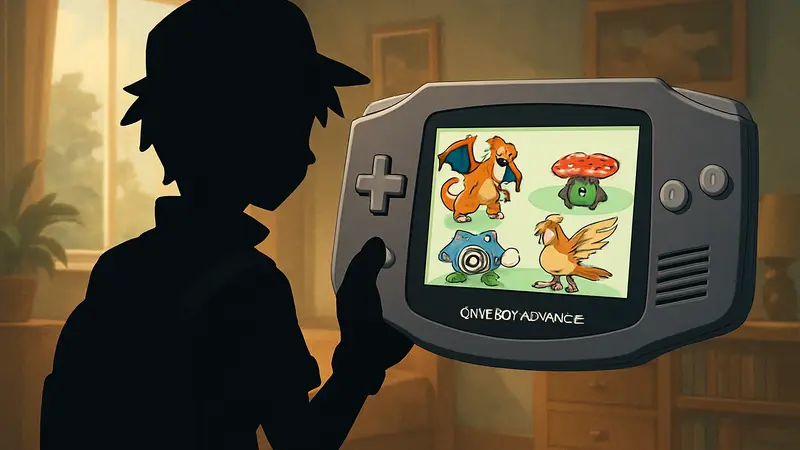 Двойная битва покемонов из игр FireRed и LeafGreen на экране Game Boy Advance.