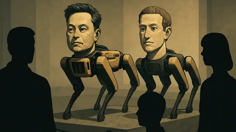 Роботы-собаки, стилизованные под известных личностей, на выставке