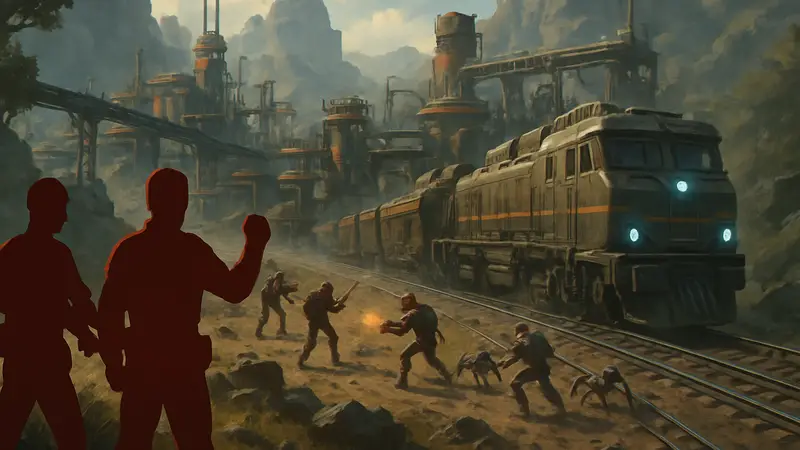 Геймплей игры ExoTrain: поезда, строительство базы и сражения