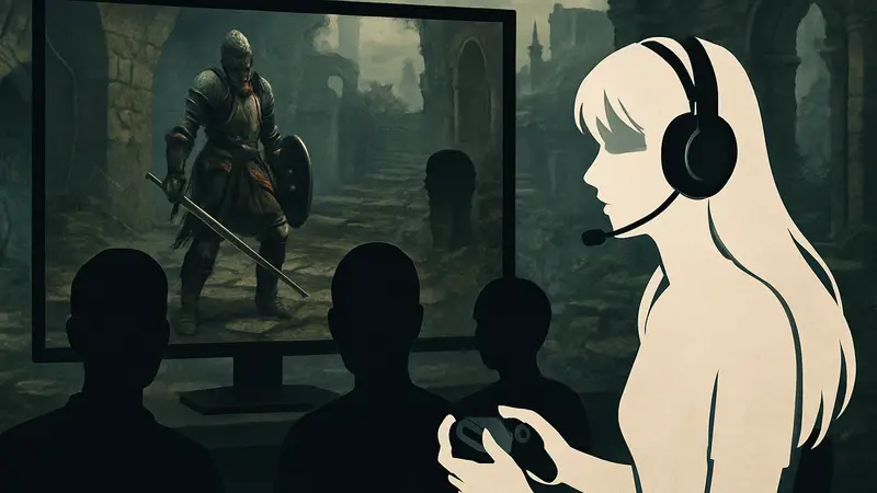 Vtuber играет в Dark Souls 2, зрители управляют персонажем