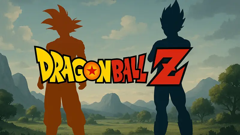 Логотип Dragon Ball Z с персонажами Гоку и Вегета