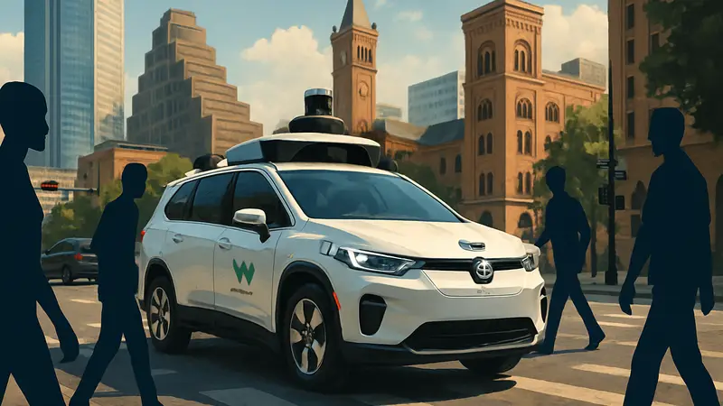 Роботакси Waymo движется по улицам города, демонстрируя расширение сервиса в США.