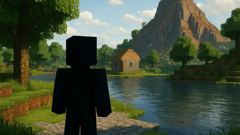Игрок Minecraft смотрит на мир с реалистичными текстур-паками