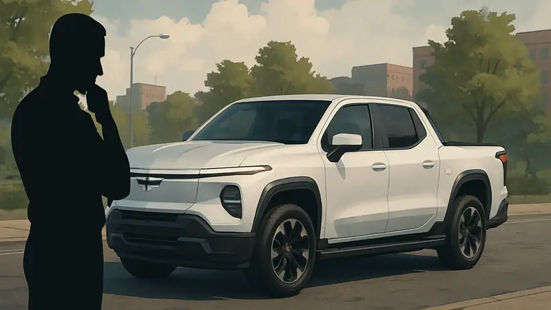 Электрический пикап Chevy Silverado EV, припаркованный на дороге.