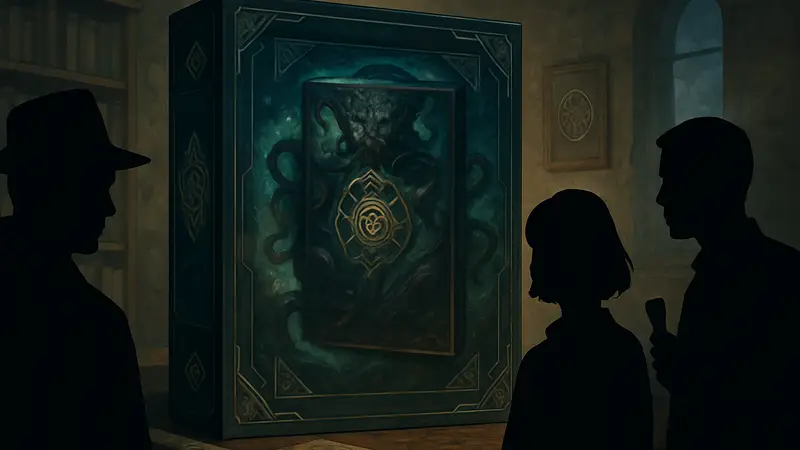 Обложка карточной игры «Ужас Аркхэма. Второй сезон» с мистическими символами.