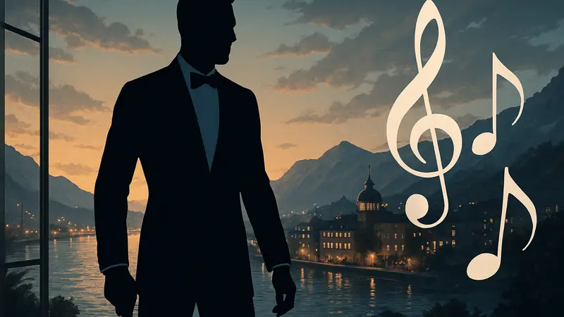 Обложка или арт игры 007 First Light с Джеймсом Бондом и намёком на музыку