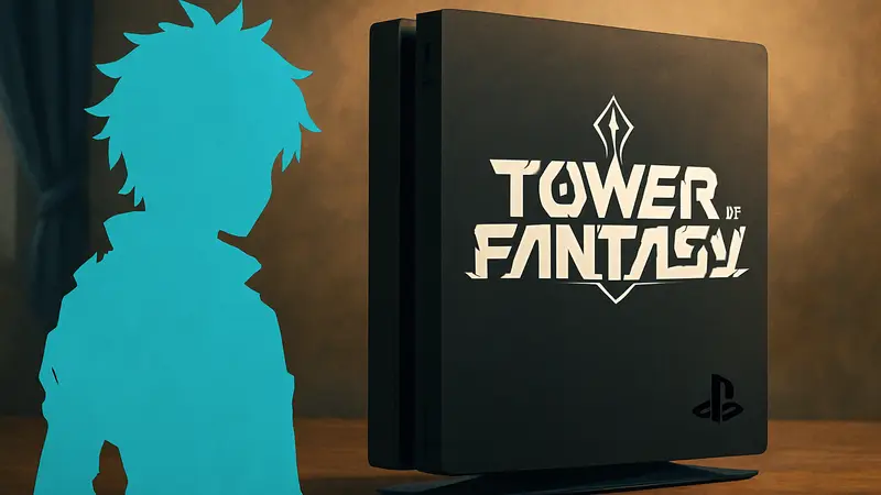 Логотип Tower of Fantasy на фоне PlayStation 4, символизирующий уход игры