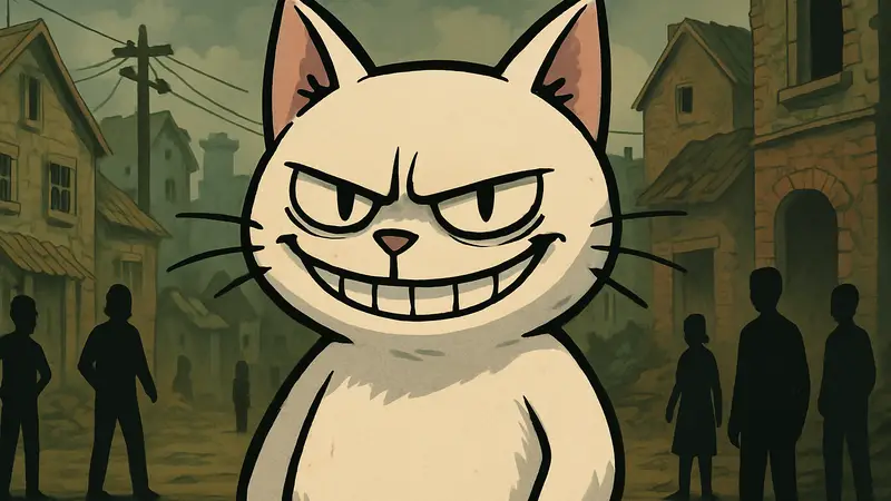 Стильная иллюстрация кота из игры Mewgenics с хитрой ухмылкой, символизирующая полный релиз.