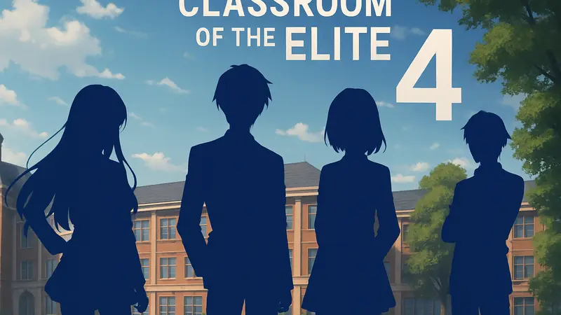 Постер аниме Classroom of the Elite, главные герои, логотип 4 сезона.