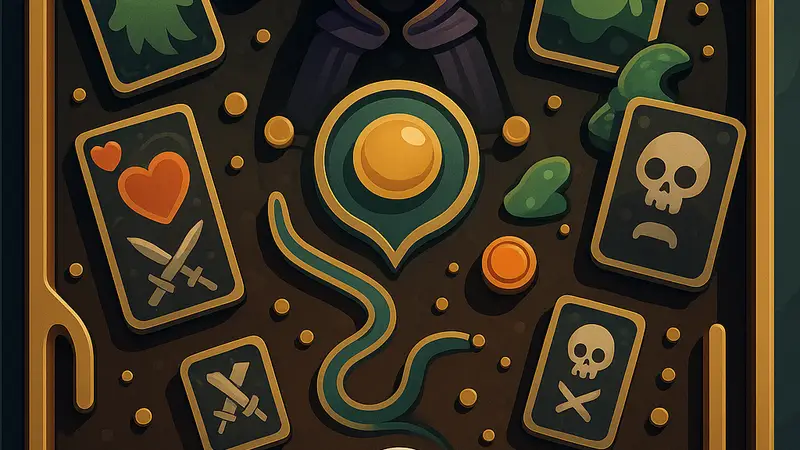 Обложка игры PinKeep, демонстрирующая элементы пинбола и карточного декбилдинга на экране.