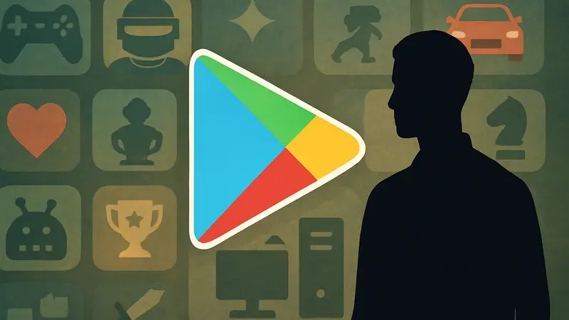 Логотип Google Play Store на фоне игровых иконок