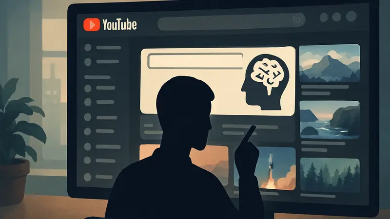 Интерфейс YouTube с функцией создания персонализированной видеоленты с помощью ИИ.