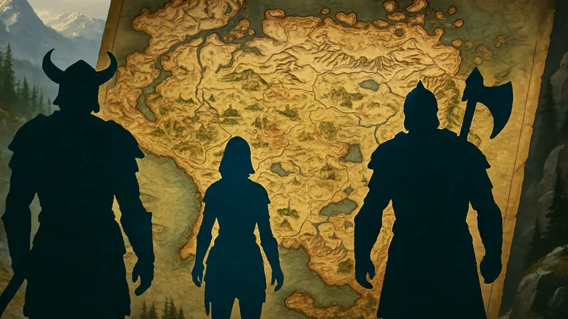 Мод Lordbound для Skyrim, карта мира, персонажи из The Elder Scrolls V