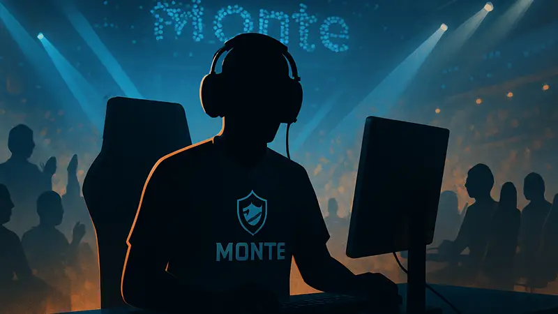 Игрок Rainwaker в форме команды Monte на киберспортивном турнире