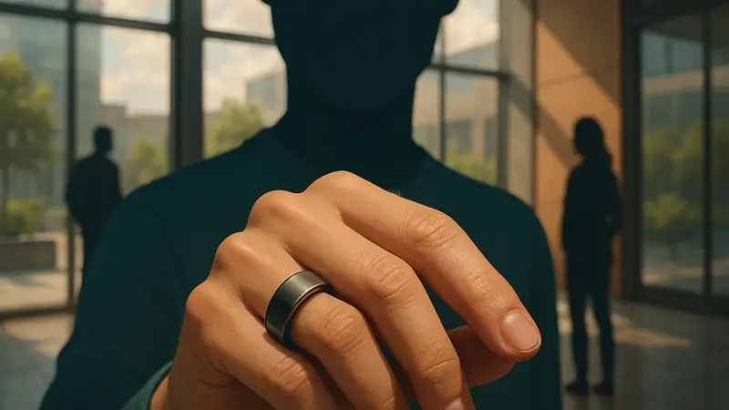 Умное кольцо Oura Ring 5 на пальце, демонстрирующее его тонкий дизайн