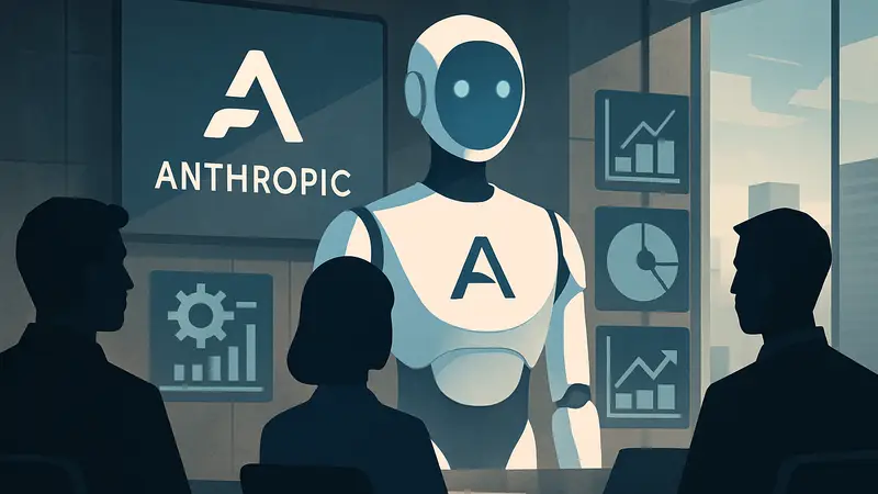 Логотип Anthropic, концепт ИИ-агента, искусственный интеллект для бизнеса, бизнес-плагины.