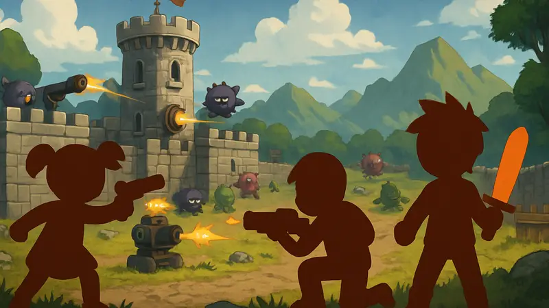 Персонажи из игры Friendship Vs The World защищают базу в стиле Tower Defense.