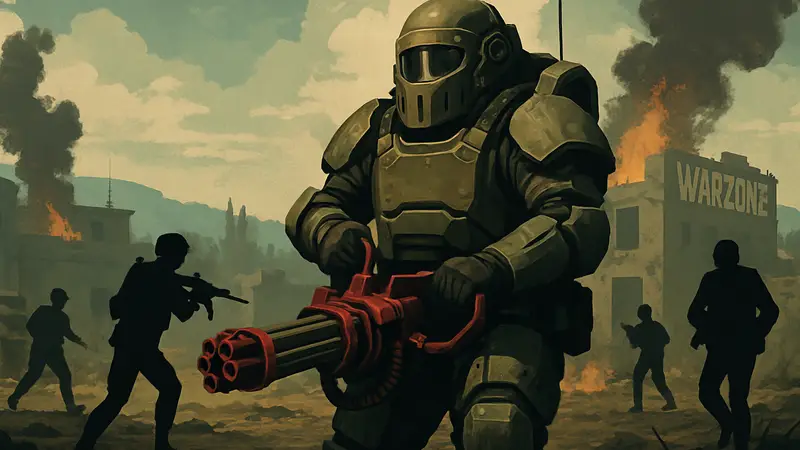 Игрок в броне Джаггернаута из Call of Duty Warzone на поле боя