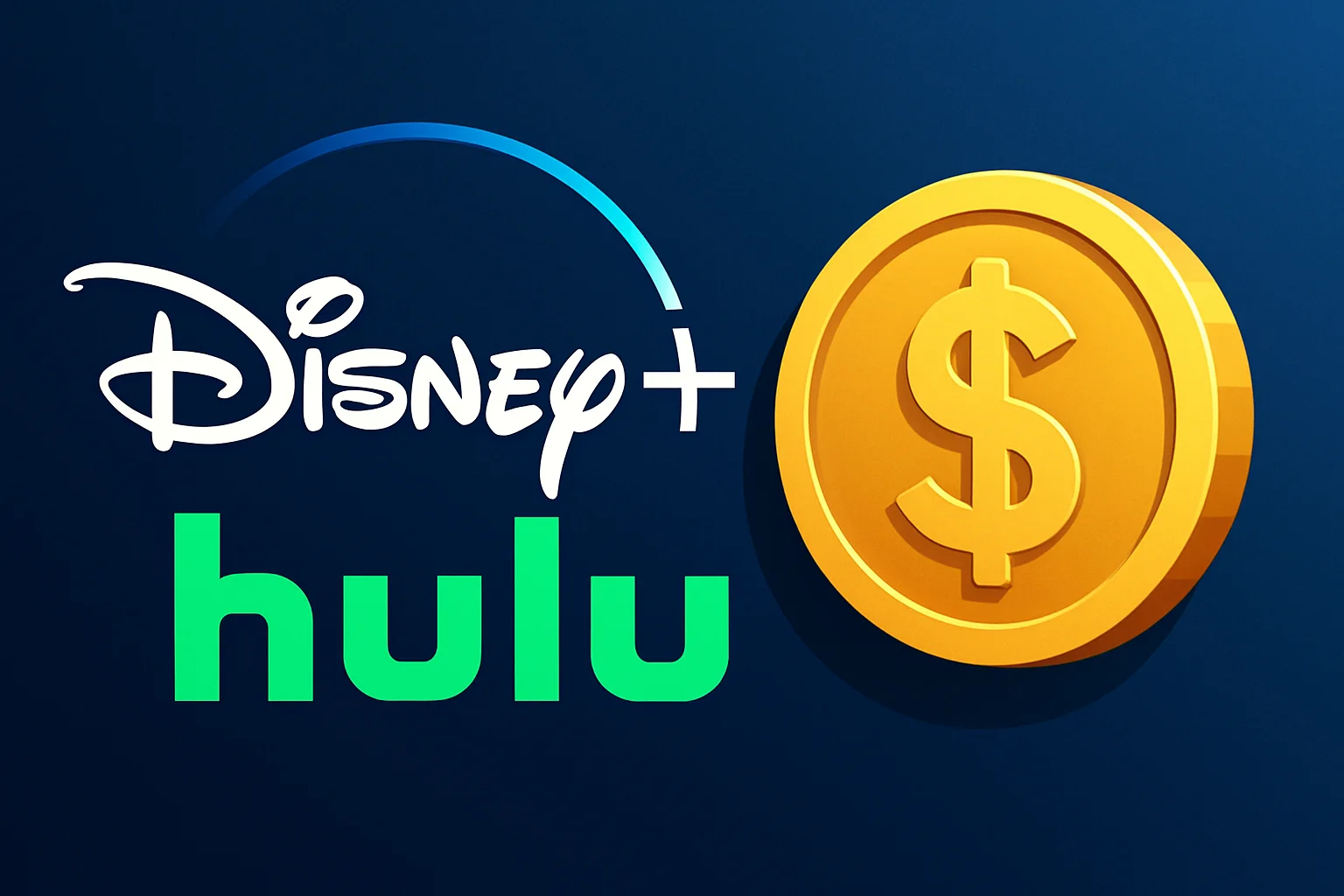 Логотипы стриминговых сервисов Disney+ и Hulu, символизирующие акционное предложение на подписку.