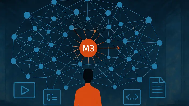 Схематичное изображение нейронной сети MiniMax M3, демонстрирующее сложную архитектуру и механизм внимания.