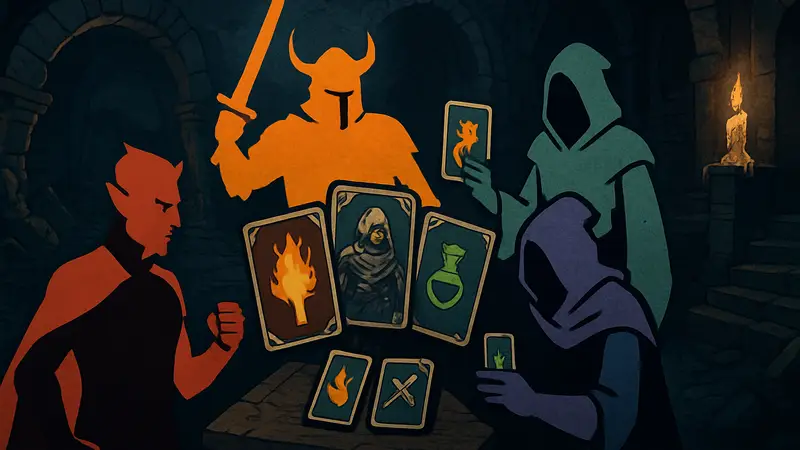 Обложка игры Vampire Crawlers: The Turbo Wildcard с изображением персонажей и карточной механикой.