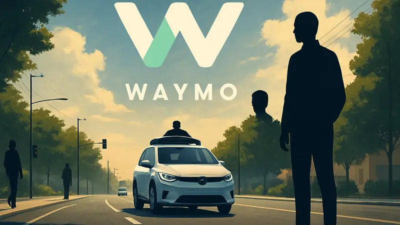 Логотип Waymo на фоне дороги, символизирующий безопасность роботакси и беспилотных автомобилей.
