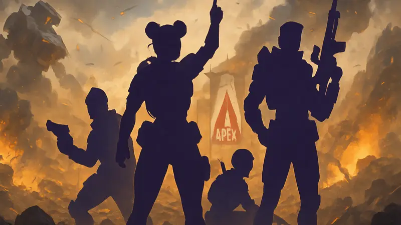 Персонажи Apex Legends на фоне боевых действий, символизирующие возрождение и рост популярности игры.