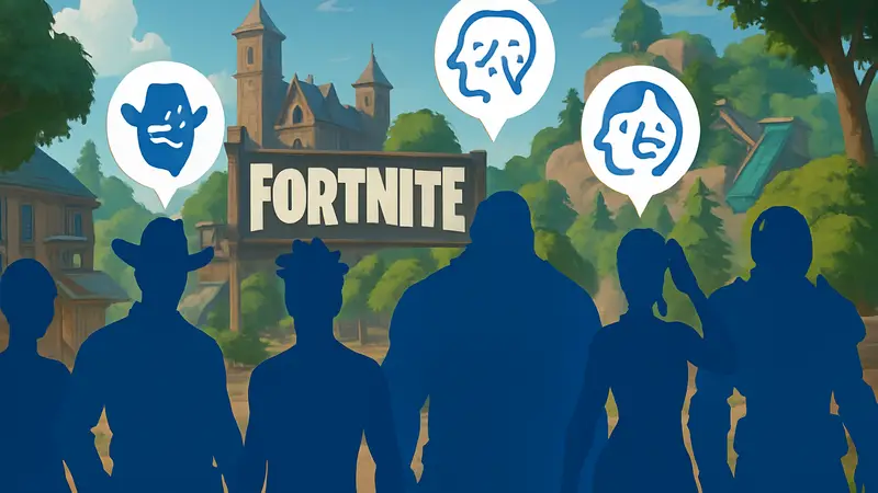 Персонажи Fortnite с иконками ИИ-голосов, символизирующие интеграцию технологий Google Gemini в игру.