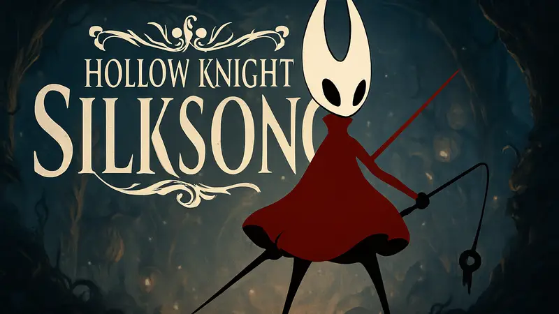 Главный герой Хорнет из Hollow Knight: Silksong на фоне логотипа игры, символизирующая утечку данных о релизе.