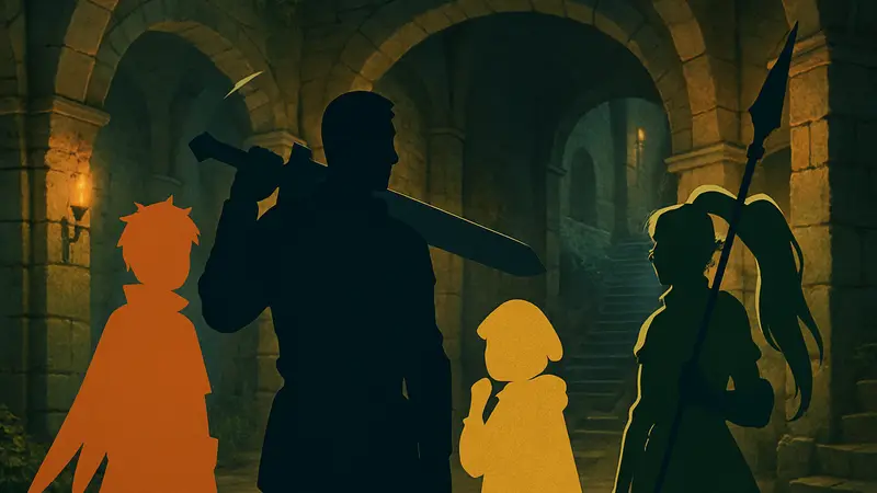 Кадры из аниме Delicious in Dungeon с главными героями