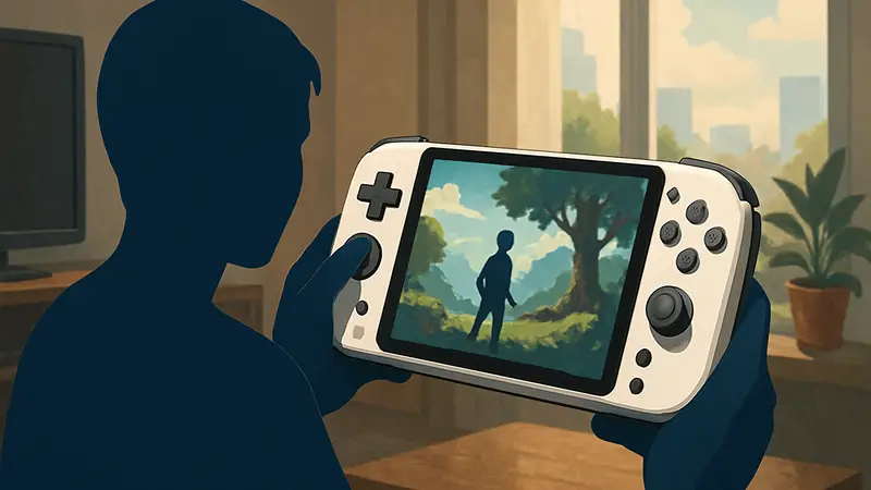 Изображение портативной Android-консоли Ayaneo Pocket DS или Pocket Fit 8 Elite.