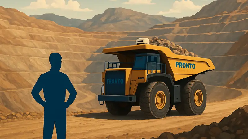 Беспилотный карьерный грузовик Pronto, работающий на медном руднике Mariana Minerals.