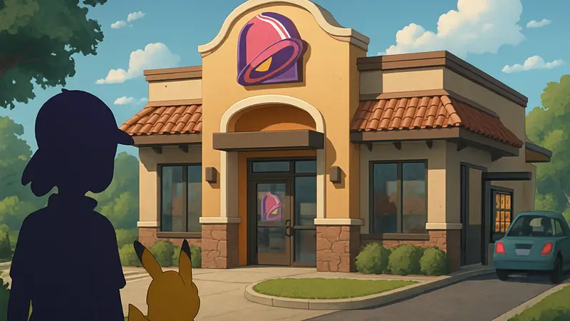 Постройка ресторана Taco Bell с рабочим драйв-тру в игре Pokemon Pokopia, созданная фанатом Pokegrl