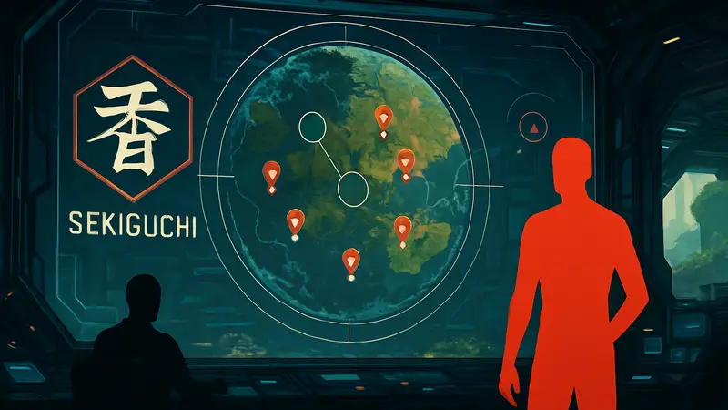 Интерфейс игры Marathon с элементами фракции Sekiguchi и маркерами на карте, указывающими на сканирование образцов.