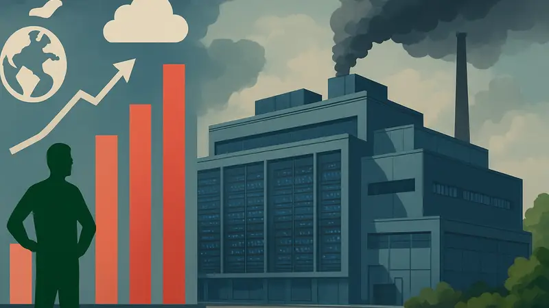 График выбросов парниковых газов, дата-центр, экологическое влияние технологий