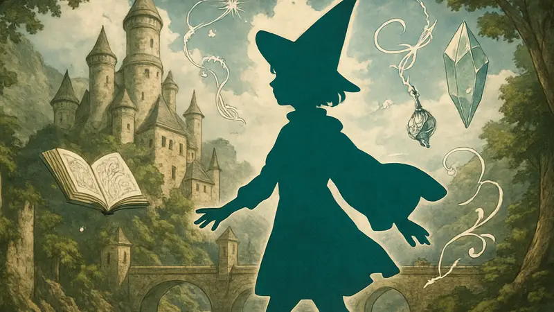 Постер аниме Witch Hat Atelier с главной героиней Коко и магическими элементами.
