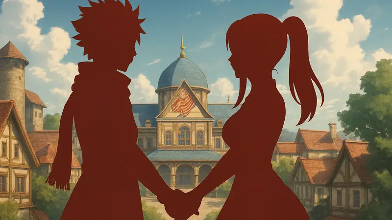 Изображение Нацу и Люси из Fairy Tail, символизирующее их канонные отношения