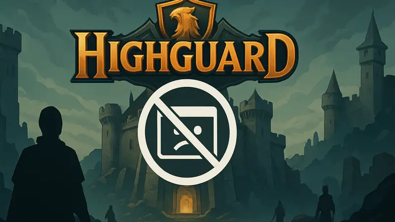 Изображение логотипа игры Highguard с символом "сайт недоступен".