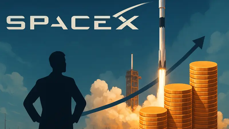 Логотип SpaceX, запуск ракеты, IPO, привлечение инвестиций, миллиарды долларов