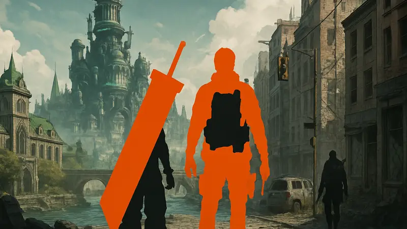 Иллюстрация глубокой проработки игрового мира в RPG, демонстрирующая элементы Final Fantasy 7 и The Division