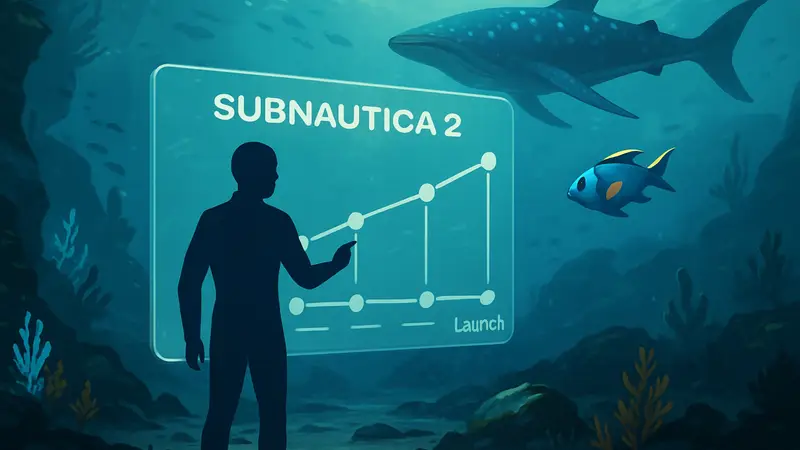 Дорожная карта Subnautica 2, изображение с этапами разработки и будущими обновлениями, подводный мир.