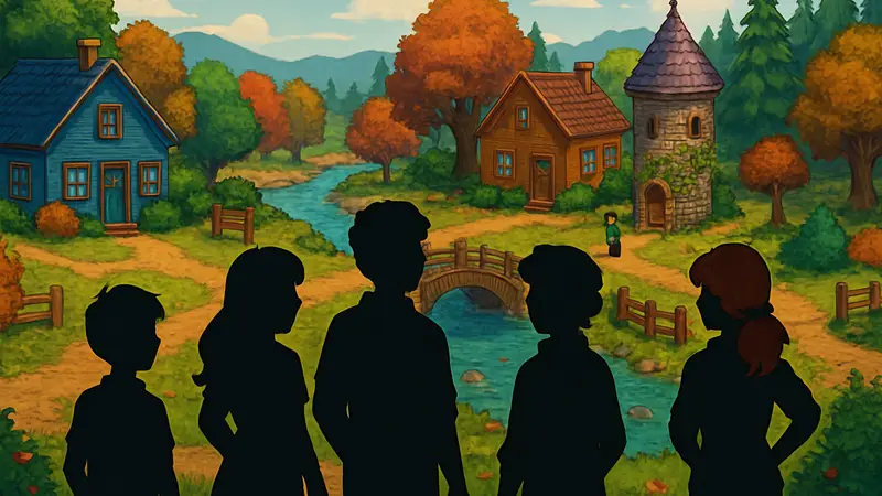 Скриншот из мода Stardew Valley Expanded, показывающий новые локации и персонажей.