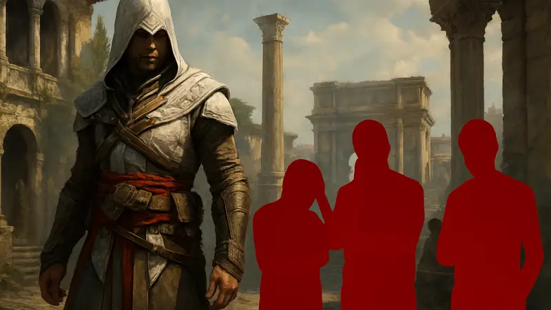 Концепт-арт или скриншот Assassin's Creed Invictus с недовольными разработчиками на фоне
